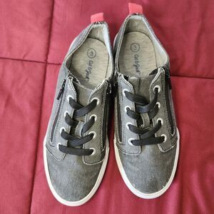 Cat & Jack Lucian Luka Kids Gray Canvas Double Zip Sneakers Size 3 Shoes Unisex